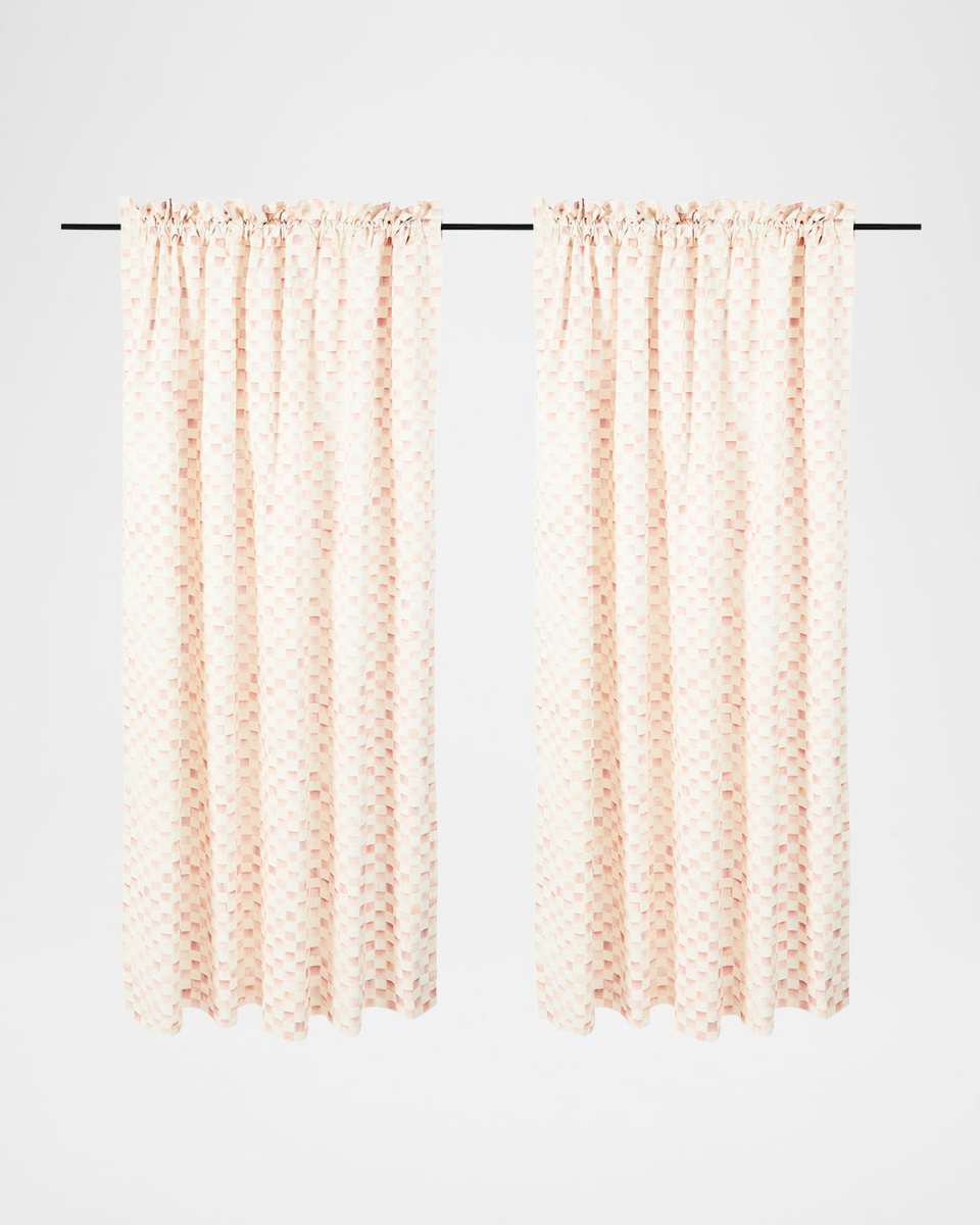 Rosy Check Light-Filtering Curtain Panel, 52" x 84"